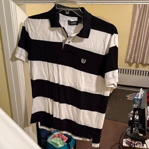 Chaps Men's Polo Shirt in Black and White Bold Stripes